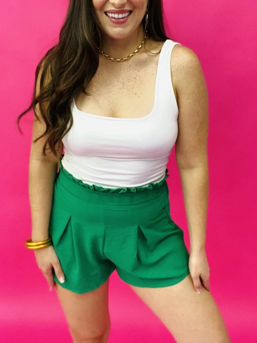 GEEGEE High Waisted Ruffled Waistband Shorts